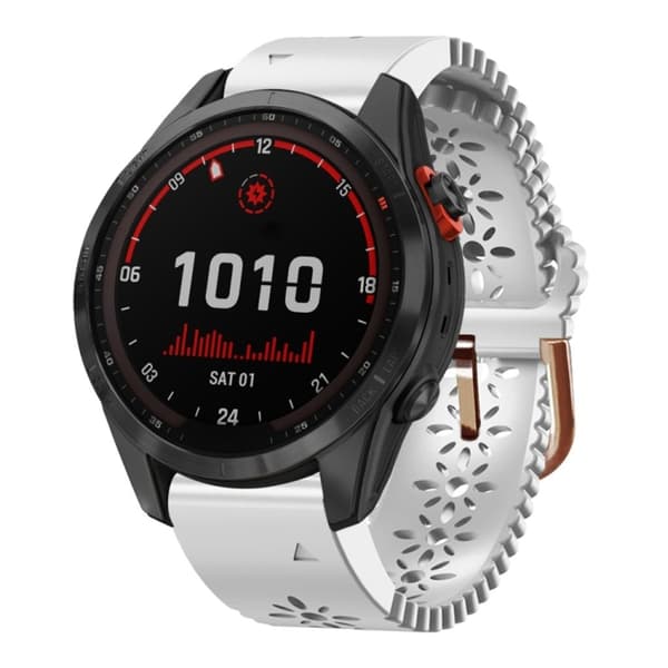 Garmin Fenix 7S Solar silikoneurrem med blondedesign - Hvid