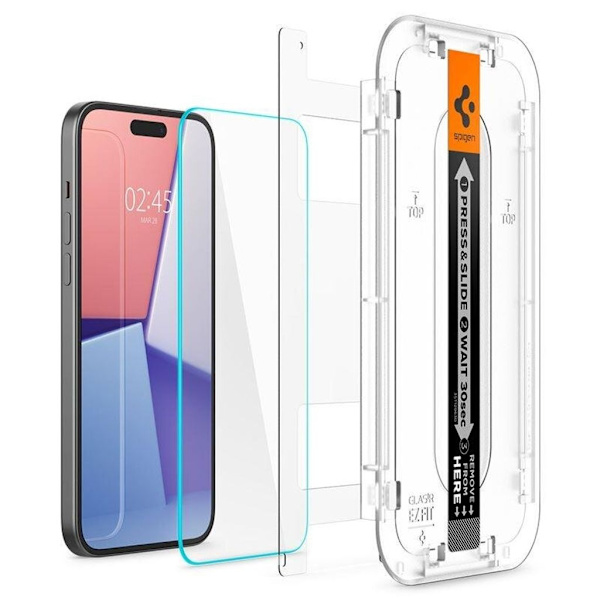 Spigen iPhone 15 Glas.Tr \"Ez Fit\" Skärmskydd Härdat Glas - 2-Pack - Klar