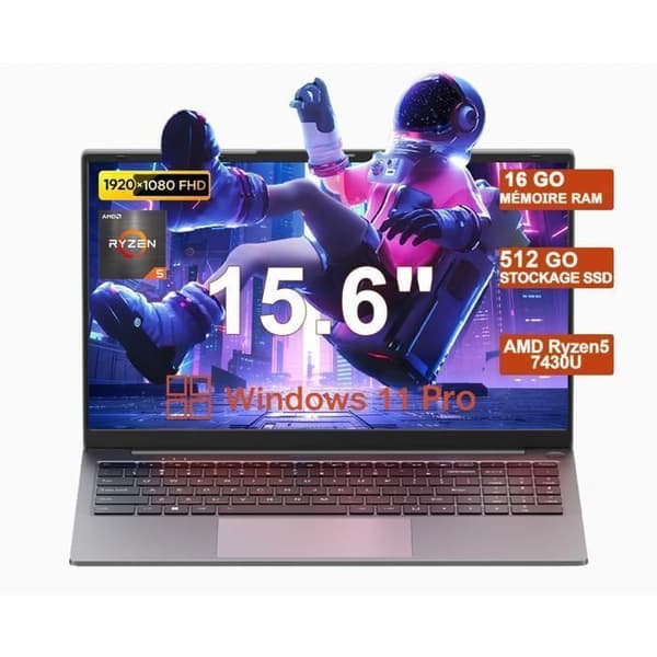 Bærbar PC - FIREBAT - AS1 - 15,6" FHD IPS - AMD Ryzen 5 7430U(6C/12T) - 16GB RAM + 512GB SSD - Win 11 Pro - WiFi6
