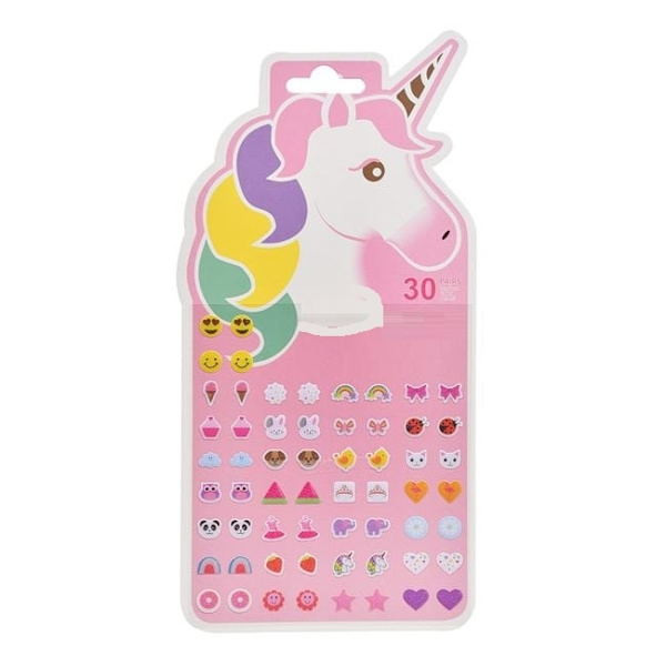 30 Par Klistremerker Figurer Øredobber for Barn Uten hull i ørene.