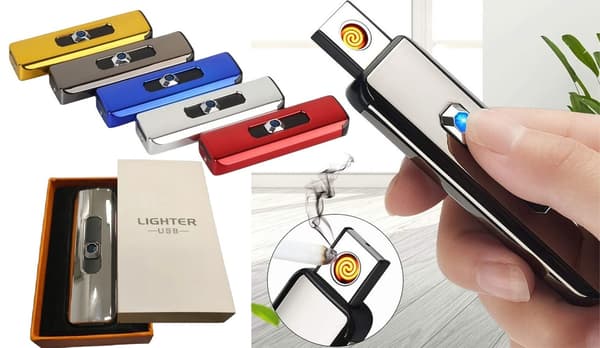 USB Genopladelig Cigaretlighter Vindtæt m Gaveæske – 5 Farver
