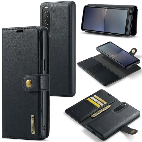 DG.Ming Sony Xperia 10 V 2-in-1 Lompakko Suojakotelo - Musta