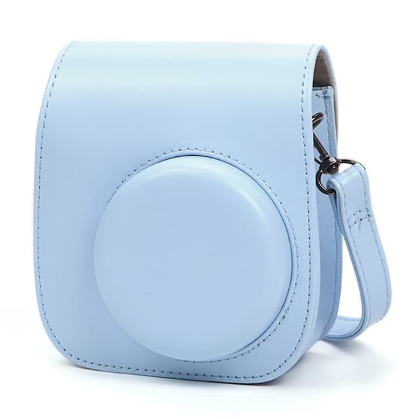 Instant Camera Case Fujifilm Instax Mini 12 / Mini 11 / Mini 9 / Mini 8 Retro lædertaske med skulderrem - Babyblå