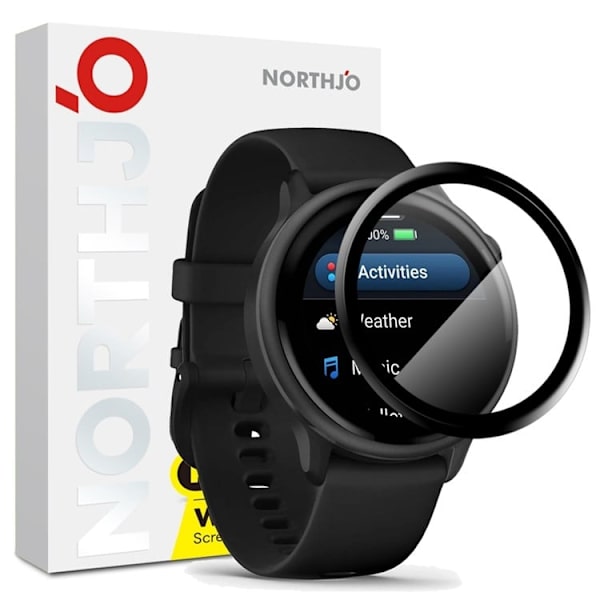 NORTHJO Garmin Vivoactive 6 skjermbeskytter Fleksibel, ripebestandig svart kantfilm for klokker HD-klarhet Slitesterk