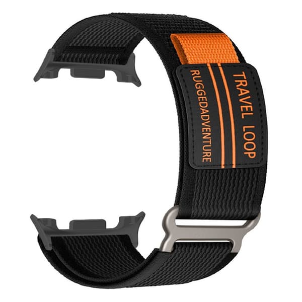 Nylonrem Samsung Galaxy Watch8 Classic 46 mm / Watch8 44 mm / 40 mm Klockrem med kardborreband och metallspänne - Svart