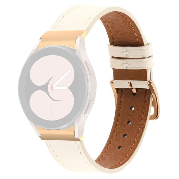 PU-nahkahihna Samsung Galaxy Watch7 44mm 40mm / Watch FE 40mm / Watch6 44mm 40mm Rose Gold Buckle - Valkoinen