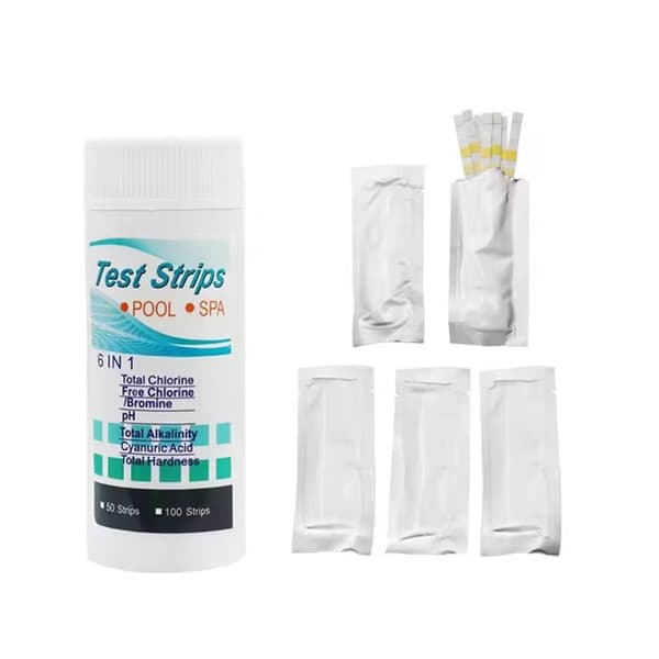 6-i-1 teststrimler for pH, klor, brom og alkalinitet - 50 stk