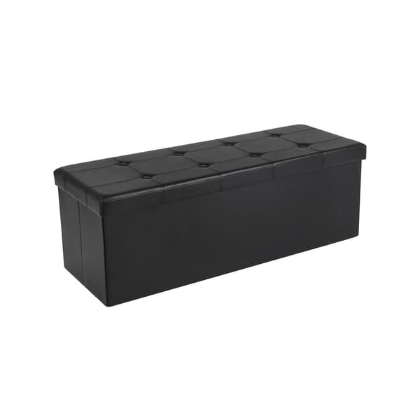Opbevaringspuf 110x38x38 cm sort kunstlæder