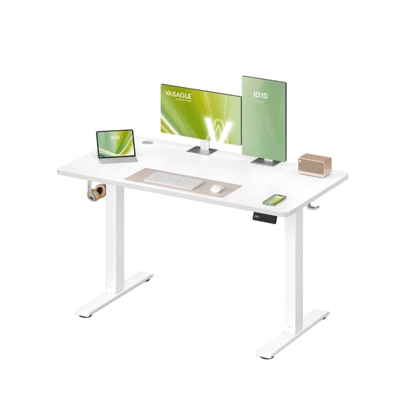 Stående skrivebord 120x60x72-120 cm hvit, tre, justerbart