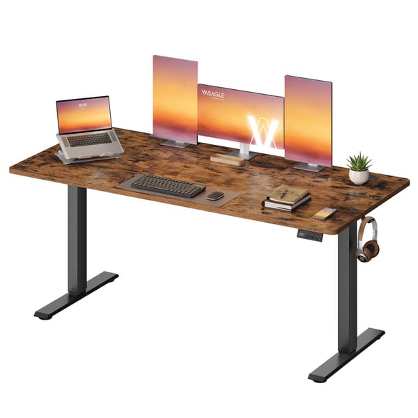 Hev- og senkbart skrivebord 160 x 70 cm, brun