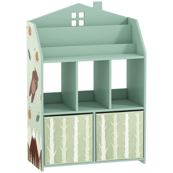 Barnbokhylla 62,5x30x91,5 cm Grön Tygförvaring