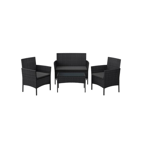 Ulkona oleva oleskeluryhmä, 56.5x54.5x81.5 cm tuoli, 99x54.5x81.5 cm sohva, 71x41x39 cm pöytä, ruskea