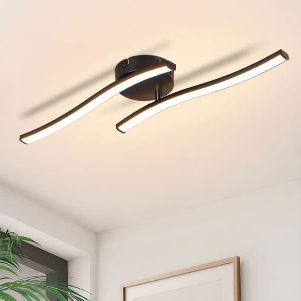 NETTLIFE LED Taklampa Modern Stil - Svart, Varmvit 3 000 K, Bohemisk, Design 2 Vågor, För Vardagsrum Sovrum Kök Korridor