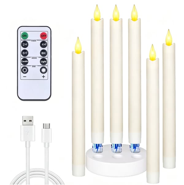 Uppladdningsbara LED-värmeljus med fjärrkontroll, 6-pack, Varmvitt, Flamlösa Ljus för Stämningsfull Belysning