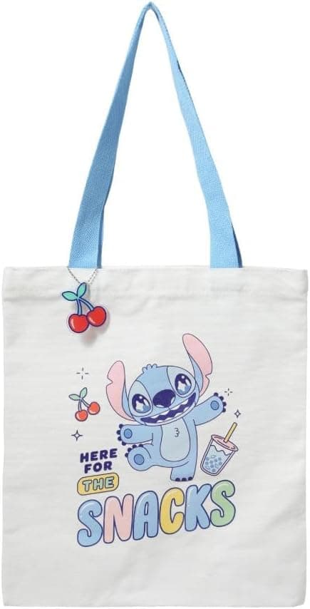 MINISO Disney Lilo & Stitch Food Party Series Tygväska - Söt Återanvändbar Shoppingväska för Kvinnor & Flickor