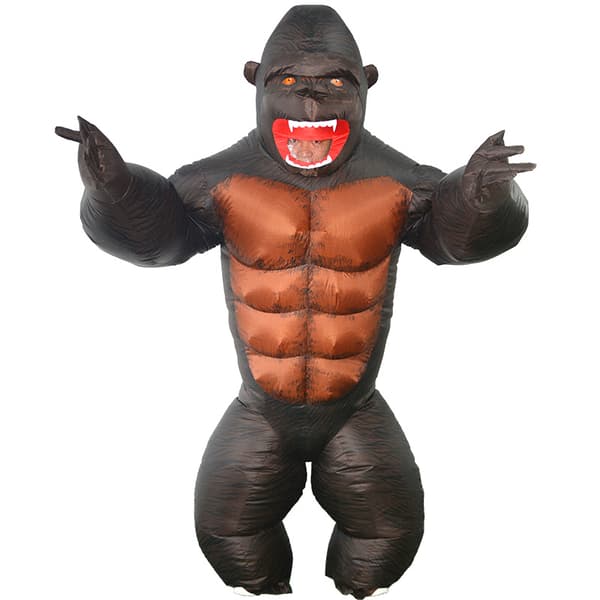 Uppblåsbar Gorilladräkt för Barn och Vuxna – Rolig Halloween Maskeraddräkt och Cosplay Kostym, 100-120cm