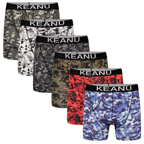 Keanu Boxershorts i bomullsblandning med kamouflagemönster för män (6-pack)