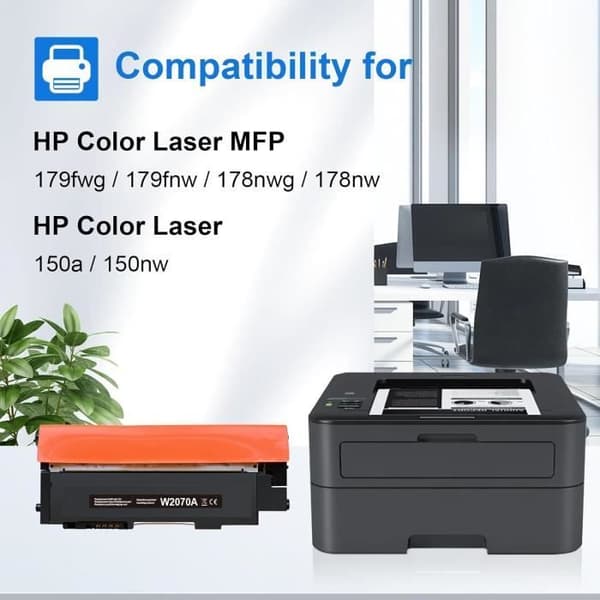 myCartridge W2070A Toner Kompatibel med HP Color Laser MFP-178NW MFP-179FNW 150NW 150A för Toner HP W2070A 117A Svart 1 Svart