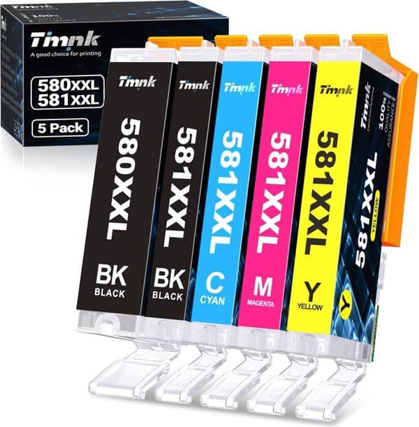Yhteensopiva mustekasetti - Timink - PGI-580 CLI-581 XXL - 5 kappaleen pakkaus - Suuri kapasiteetti - Monivärinen