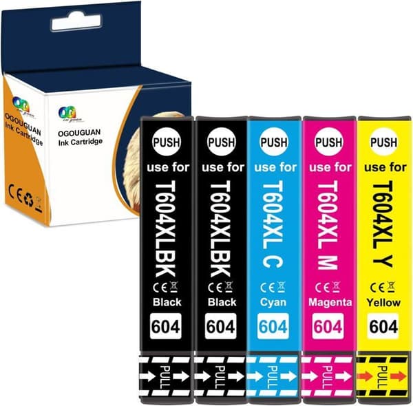 Bläckpatroner - OGOUGUAN - 604XL - Kompatibel - Pack med 5 - Flerfärgad