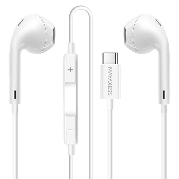 Hörlurar - MAYAXESS - Google Pixel 10 Pro - USB-C - Inbyggd mikrofon - Vit