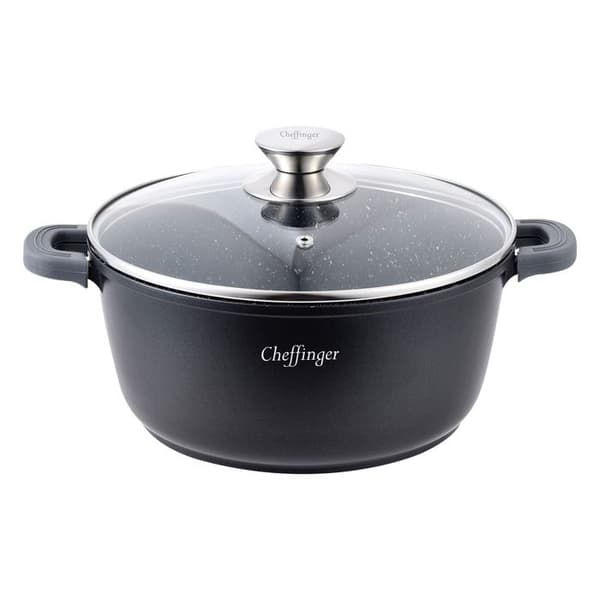 Gryta 32cm 8,6 liter alla värmekällor + induktion Tål ugn och diskmaskin... non-stick marmor med lock