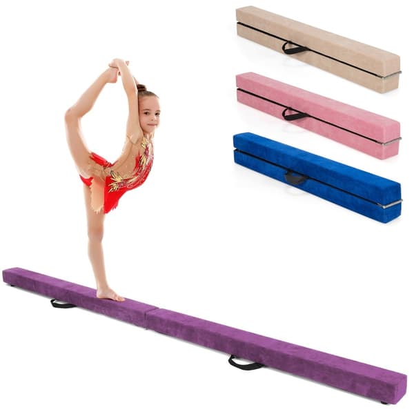 Hopfällbar gymnastikbalansbom, 210 cm, halkfri, lila
