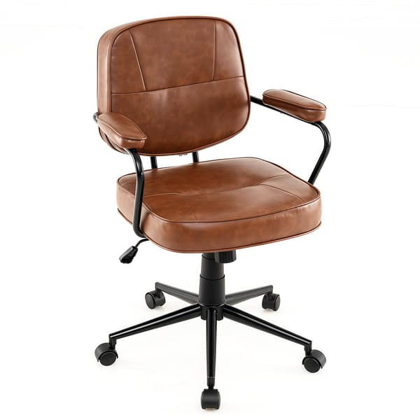 Ergonomisk kontorstol, justerbar, brunt kunstskinn