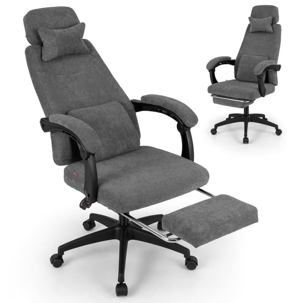 Ergonomisk kontorstol med tilbakelent ryggstøtte og fotstøtte