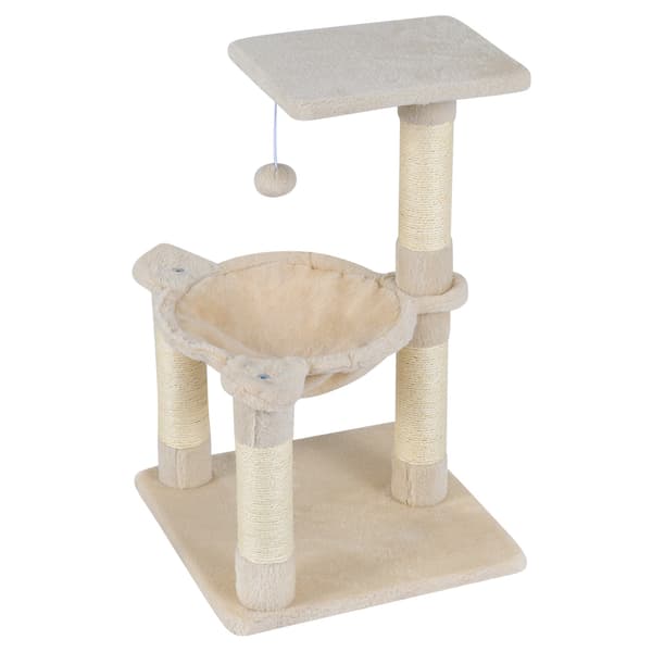 Klösträd med hängmatta och sisalstolpar, 64 cm beige