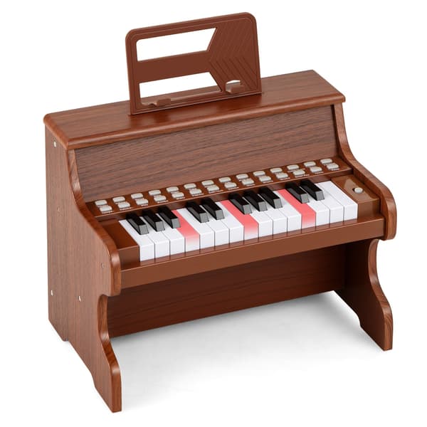 Digitalpiano för barn med 25 tangenter, justerbar hastighet, brunt