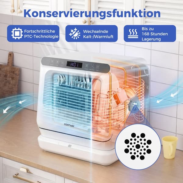 Bänkdiskmaskin med 8,25 liters tank, 6 program, vit