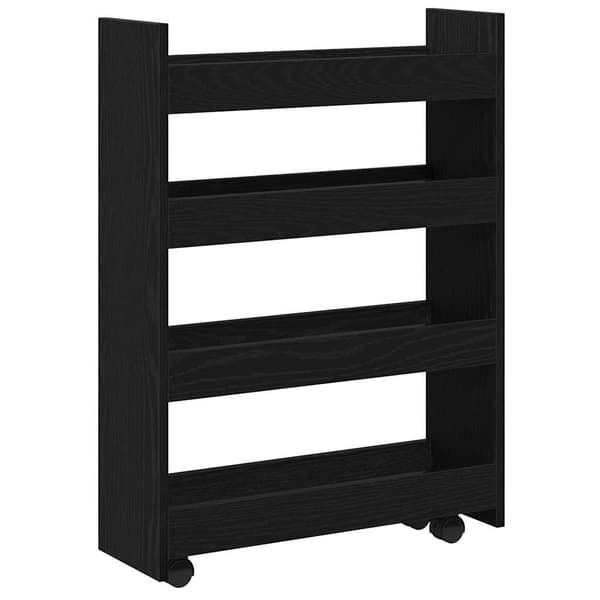 vidaXL Smal förvaringsvagn Svart Ek 60 x 20 x 82 cm Konstruerat trä