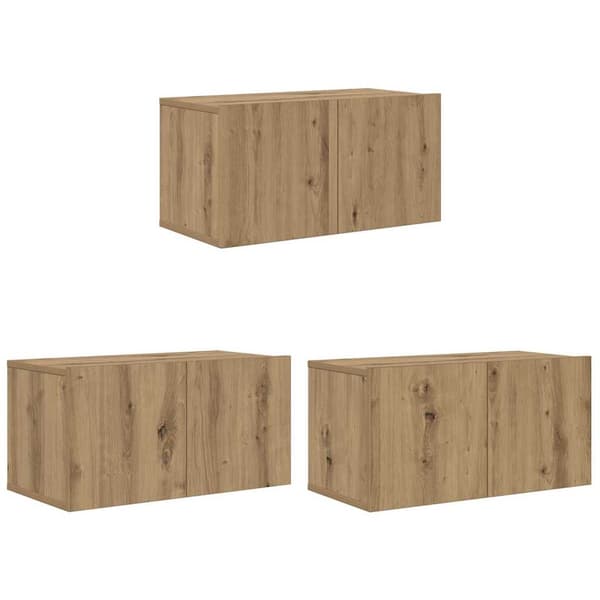 vidaXL TV-benksett 3 pcs Brun 60 x 30 x 30 cm Konstruert tre