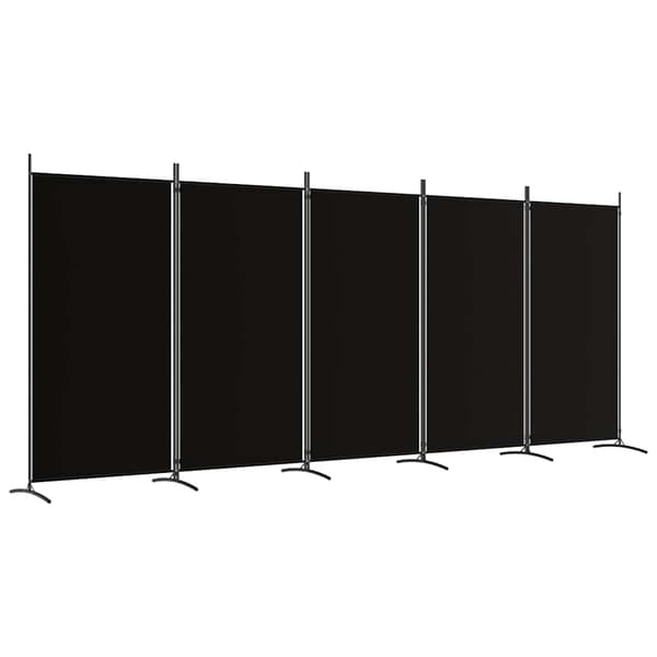 vidaXL Rumsavdelare 5 paneler svart 433x180 cm tyg