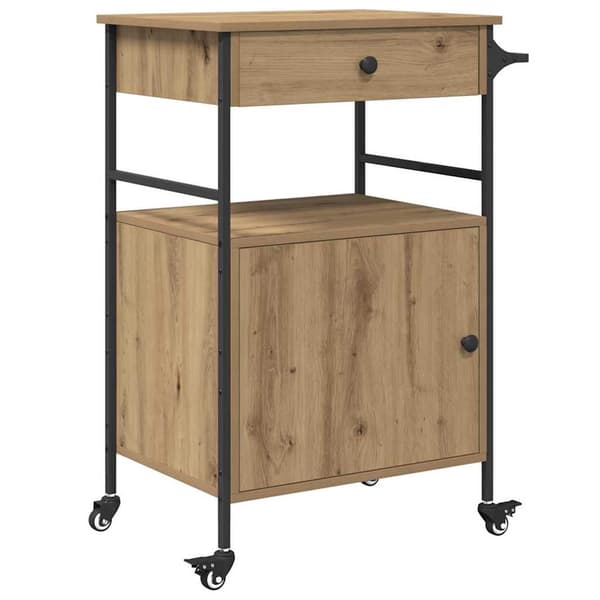 vidaXL Köksvagn Artisan Ek 56 x 43 x 89,5 cm Konstruerat trä