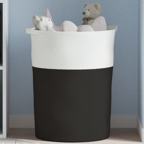 vidaXL Förvaringskorg svart och vit Ø49x65 cm bomull