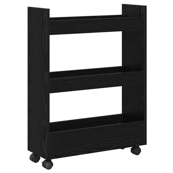 vidaXL Smal förvaringsvagn Svart Ek 60 x 22 x 80 cm Konstruerat trä
