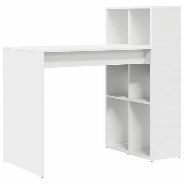 vidaXL Skrivebord med hylle Hvit 108 x 55 x 103.5 cm Konstruert tre
