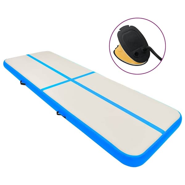 vidaXL Uppblåsbar gymnastikmatta med pump 400x100x20 cm PVC blå