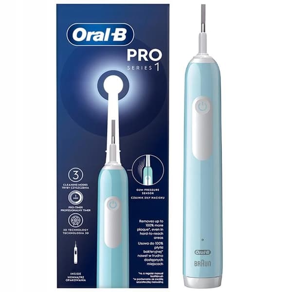 Elborstehandtag - ORAL-B - Pro 1 - Karibisk Blå - Uppladdningsbar - Daglig rengöring