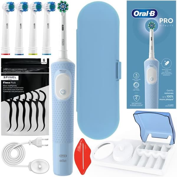 El tandborste - ORAL-B - Vitality Pro D103 - Blå - Tillbehör och dubbel bas - Uppladdningsbar