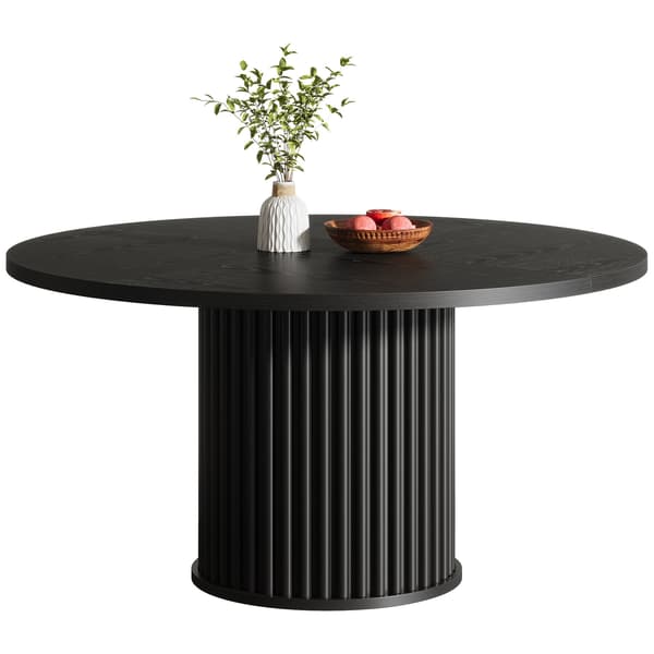 Tribesigns Matbord, 120 cm, Runt, Randiga Metallben, Modernt, Svart