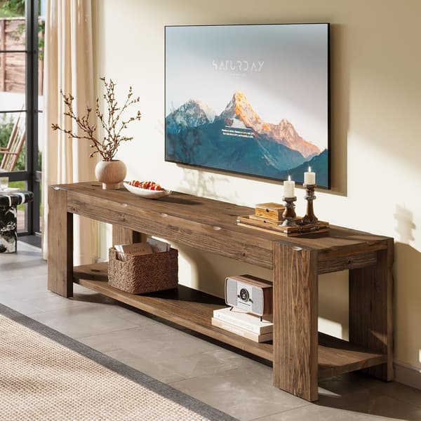 Tribesigns TV-Bänk, 140×35×45 cm, Rustikt Brunt
