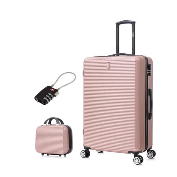 Stora resväskor 75cm 23kg med necessär | CELIMS Weekendväska | 360-graders hjul | Lås | Rose Gold