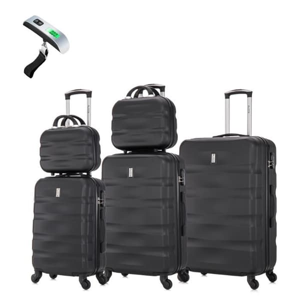 Resväska Set 5 Dela | Resväska CELIMS AeroWave | Kabin + Mellan + Stor + 2x Necessär | 360-hjul | Lås | Svart