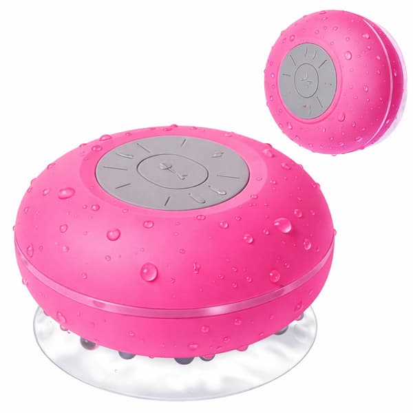 Vattentät Duschhögtalare – Bluetooth Högtalare med Sugkopp Rosa