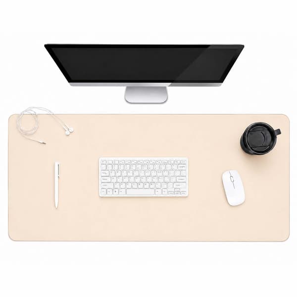 Beige skrivebordsunderlag (deskmat) 120x60 cm PU-læder