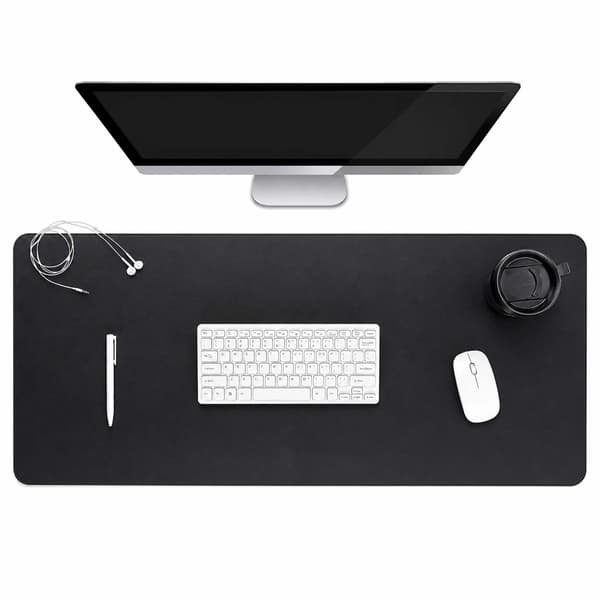 Svart skrivebordsunderlag deskmat 60x30 cm PU-lær