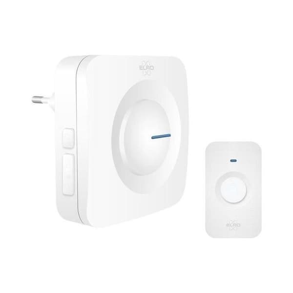 ELRO DB3000 trådlös dörrklocka - Plug-in mottagare - 64 melodier - Trådlöst avstånd: 300m - Vit